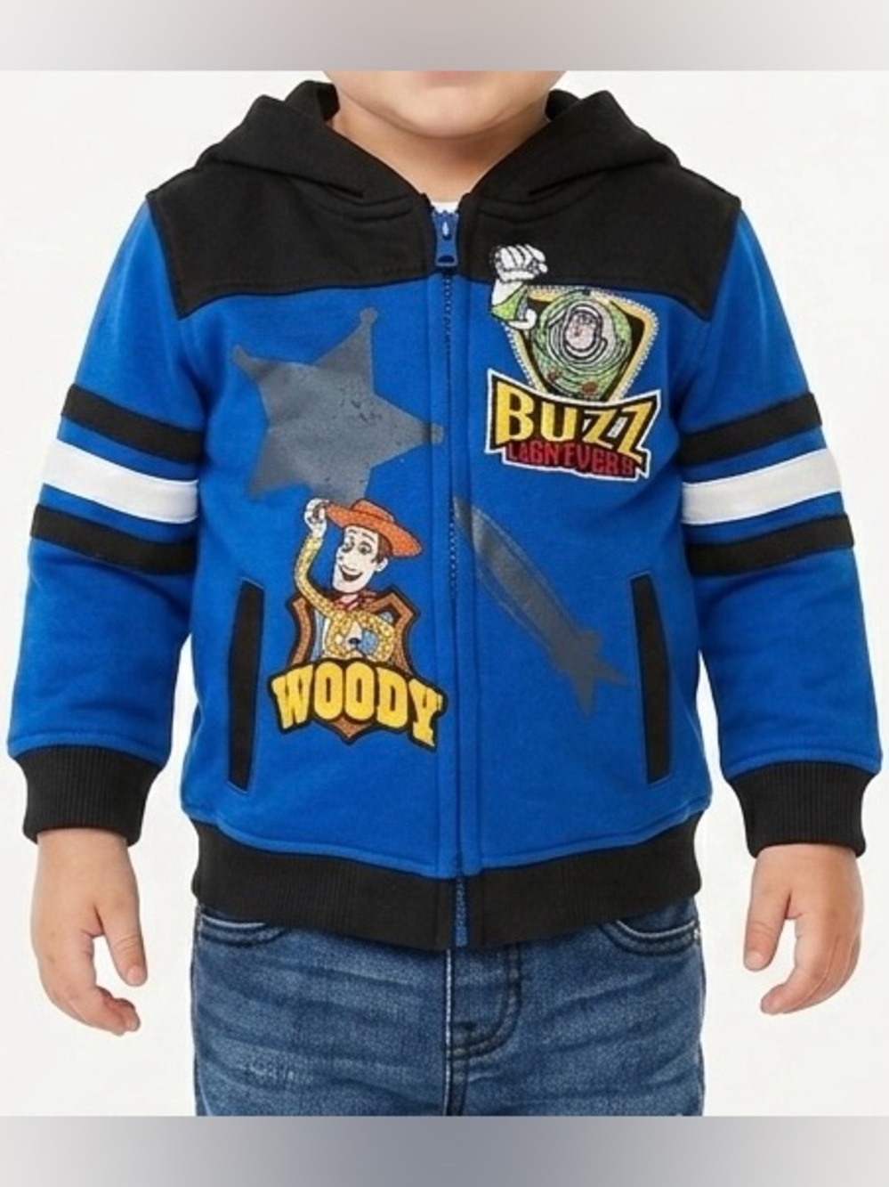 Disney Toy Story Hoodie Toddlers 24M Blue Embroidered Buzz Woody Zip Jacket
